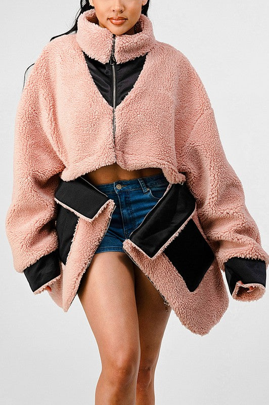 OVERSIZED SHERPA WITH CONTRAST JACKET